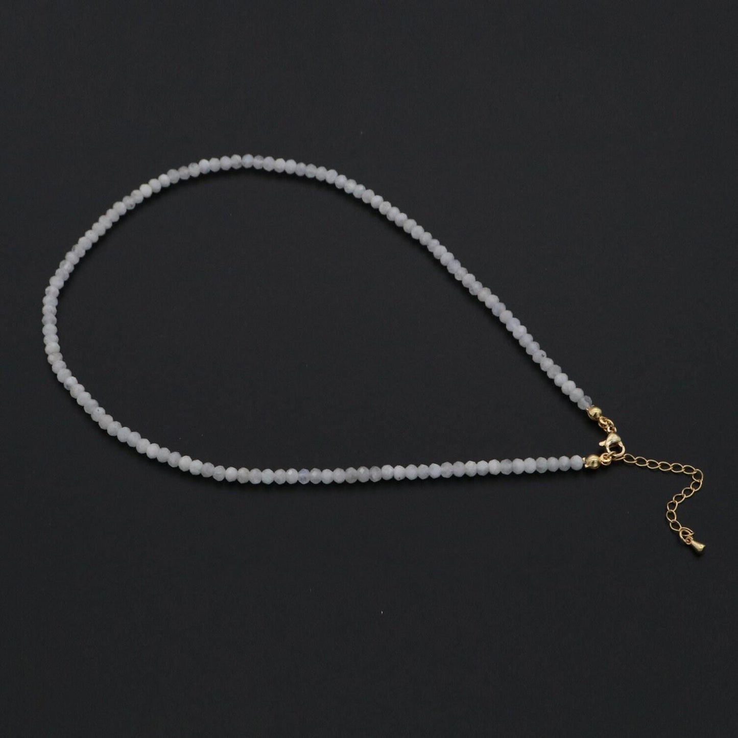 Dainty moonstone necklace gemstone minimalist jewelry beaded healing stone necklace with lobster clasp wa-261