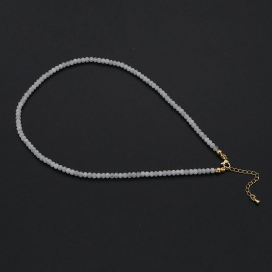Dainty moonstone necklace gemstone minimalist jewelry beaded healing stone necklace with lobster clasp wa-261