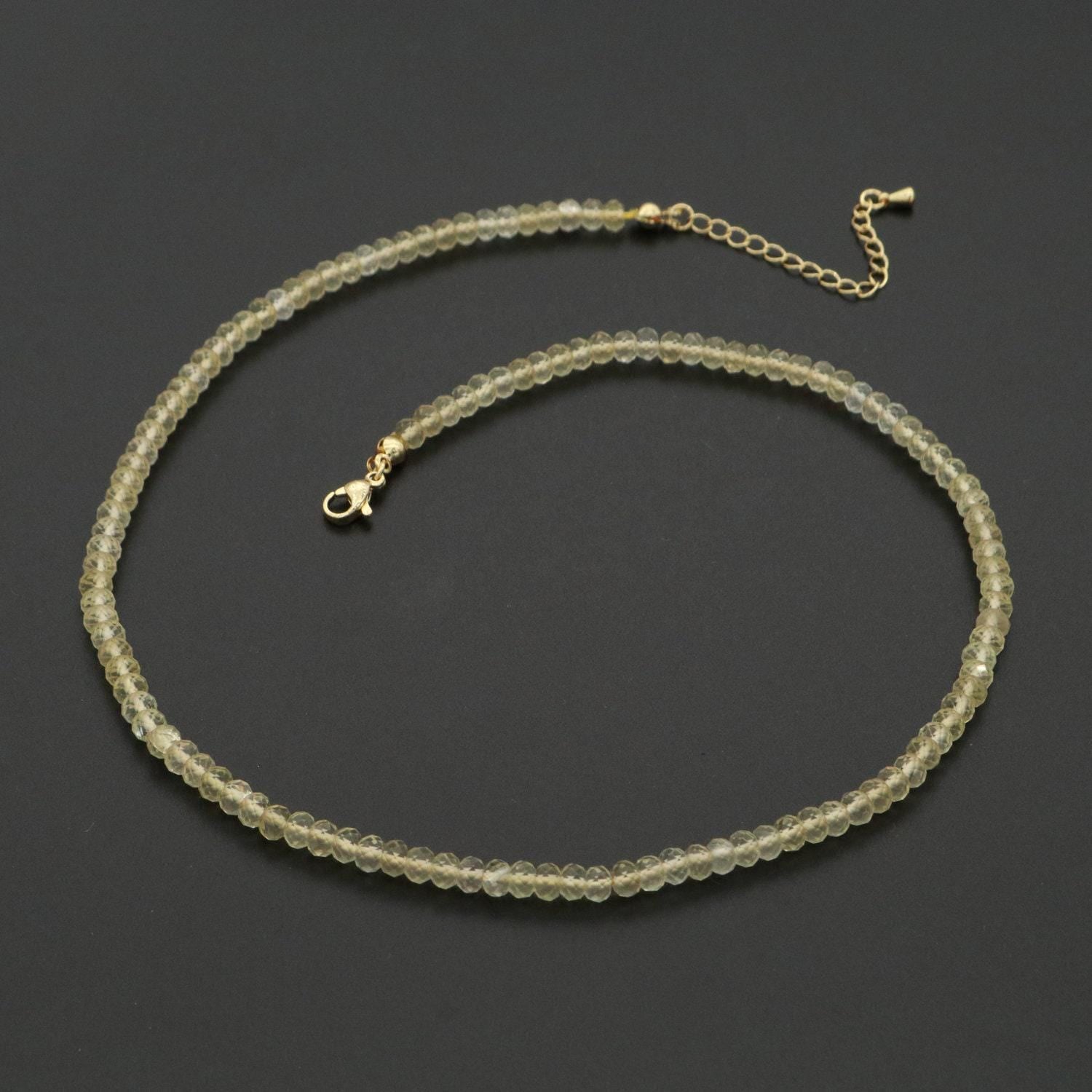 Dainty citrine necklace gemstone minimalist jewelry beaded healing stone necklace with lobster clasp wa-260