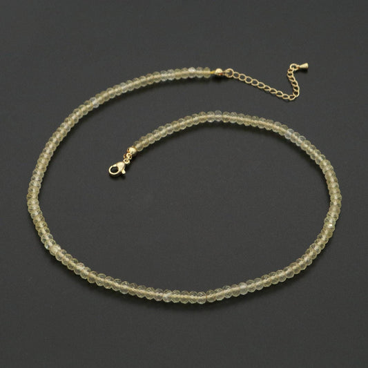 Dainty citrine necklace gemstone minimalist jewelry beaded healing stone necklace with lobster clasp wa-260