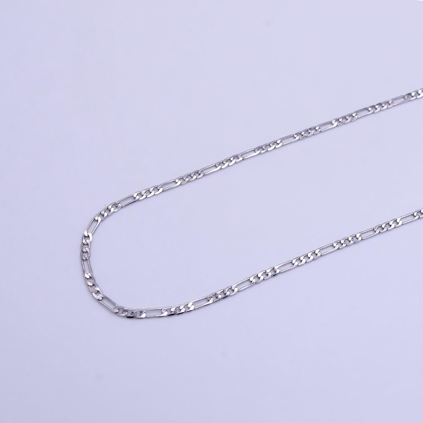 Long white gold figaro necklace chain layer silver figaro chain dainty necklace, pendant necklace width is 1.8mm wa2501