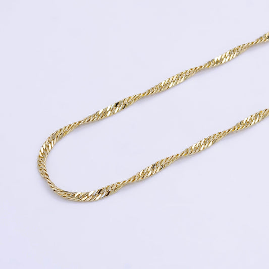 14k gold filled 20 inches diamond cut singapore chain necklace 22mm thin dainty chain, gold layer chain | wa-2497