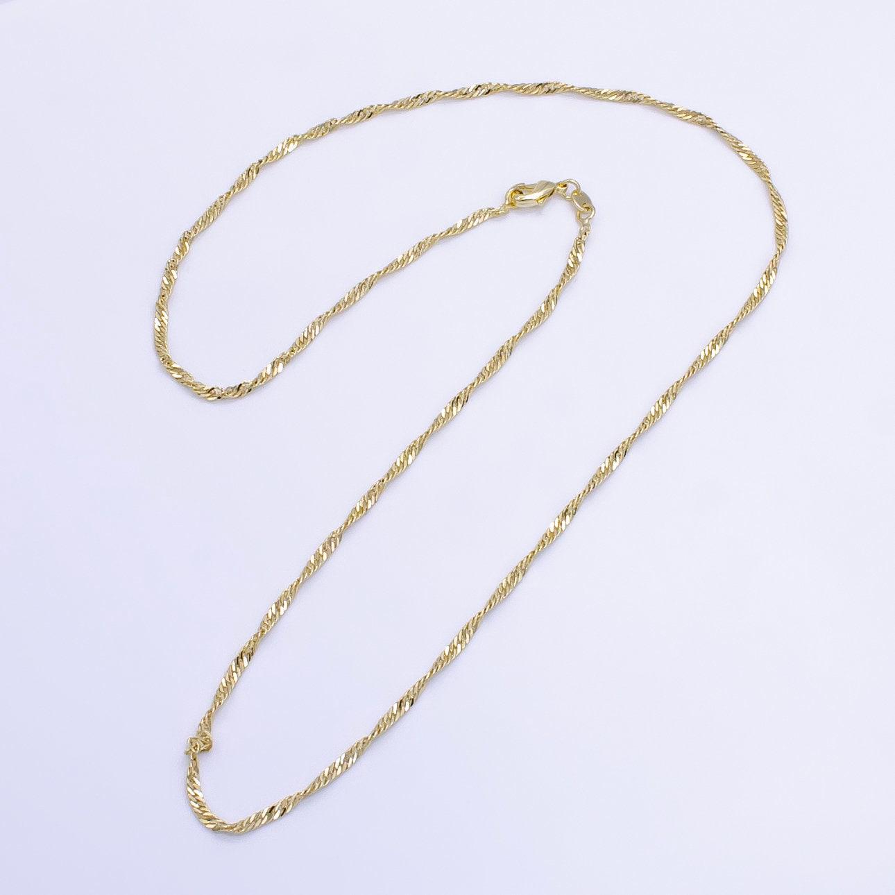 14k gold filled 20 inches diamond cut singapore chain necklace 22mm thin dainty chain, gold layer chain | wa-2497