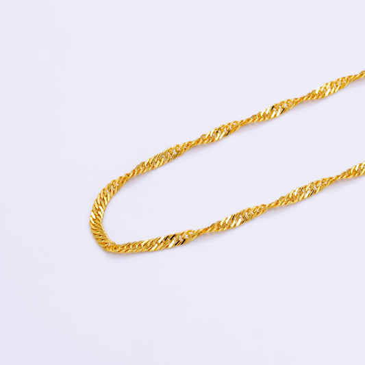 24k gold filled 16'' ready to use intertwined necklace chain singapore twisted dainty necklace unique charm necklace making wa2496