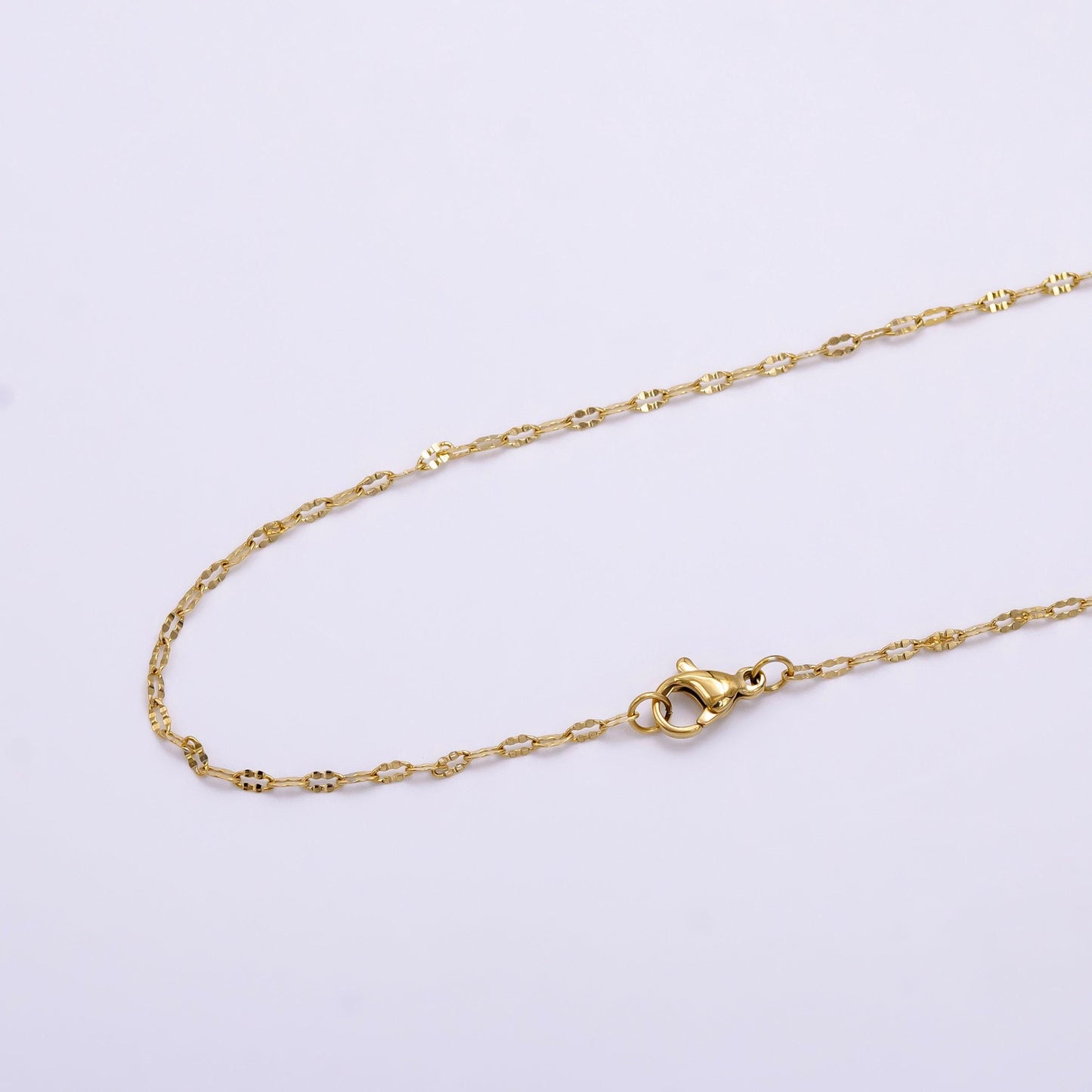 Dainty gold necklace hammered chain oval link chain ready to wear textured link chain necklace 17 inch long wa-2468