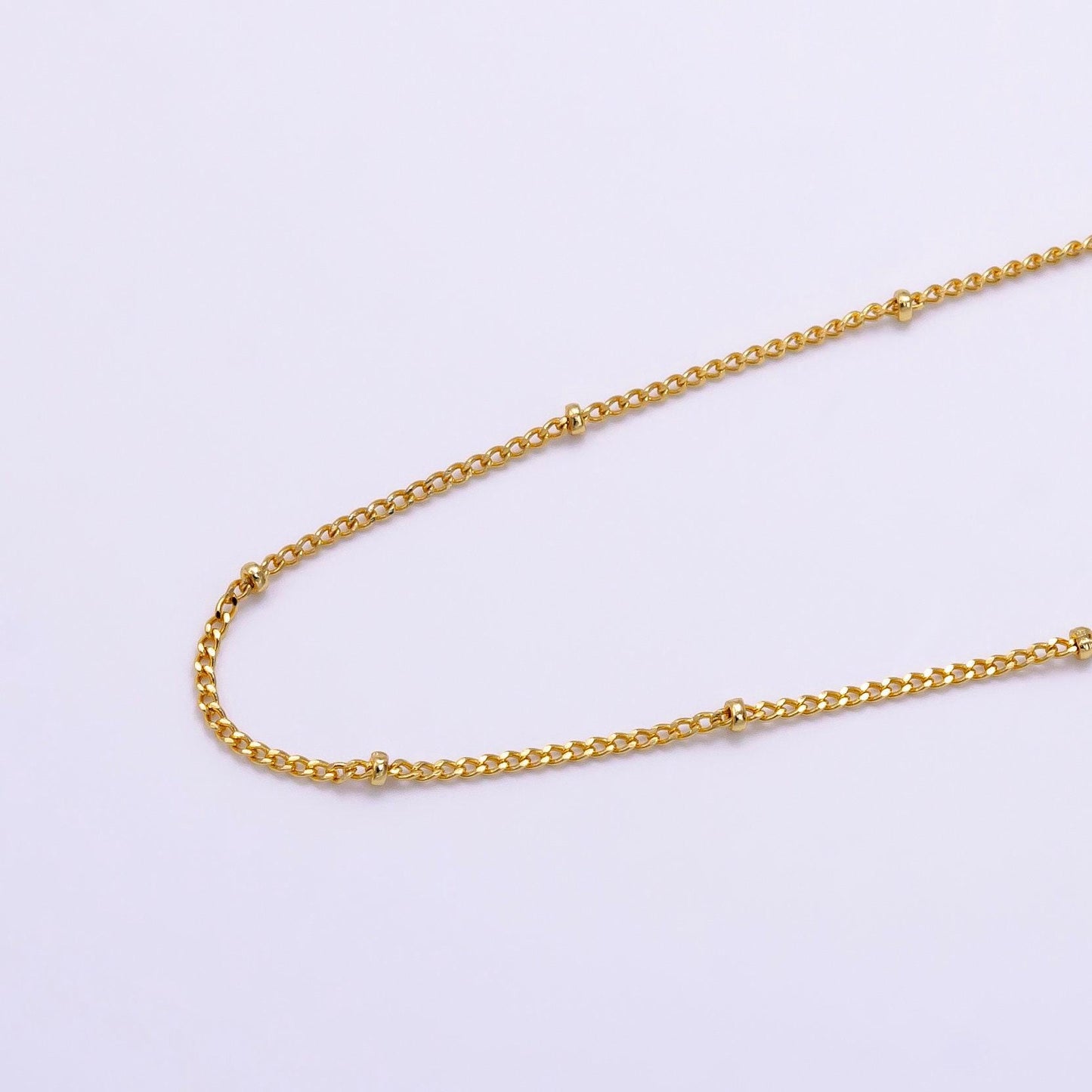 Dainty satellite necklace delicate curb link layering chain necklace with small beaded for minimalist jewelry inspired wa2451