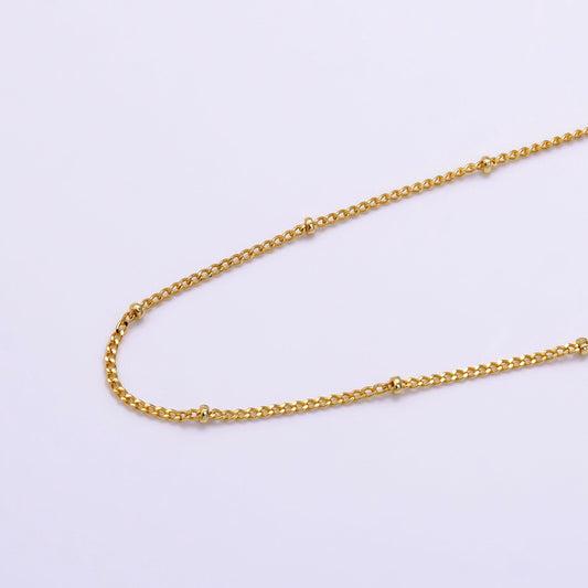 Dainty satellite necklace delicate curb link layering chain necklace with small beaded for minimalist jewelry inspired wa2451