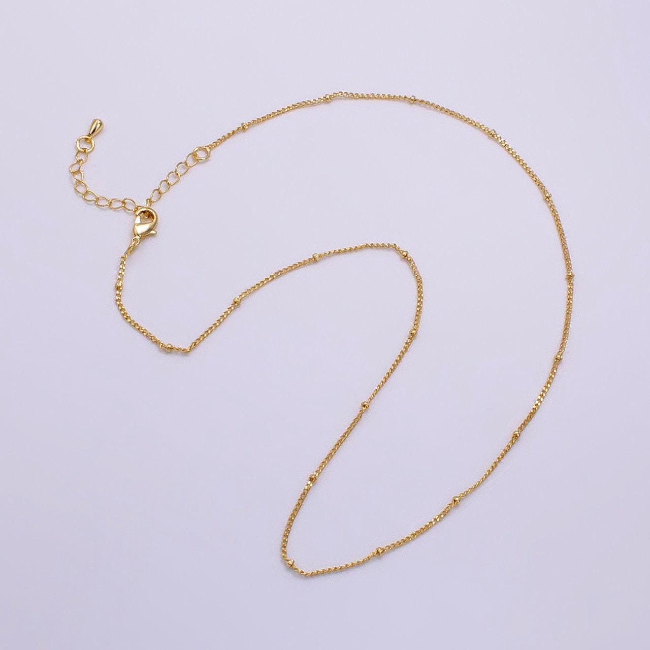 Dainty satellite necklace delicate curb link layering chain necklace with small beaded for minimalist jewelry inspired wa2451