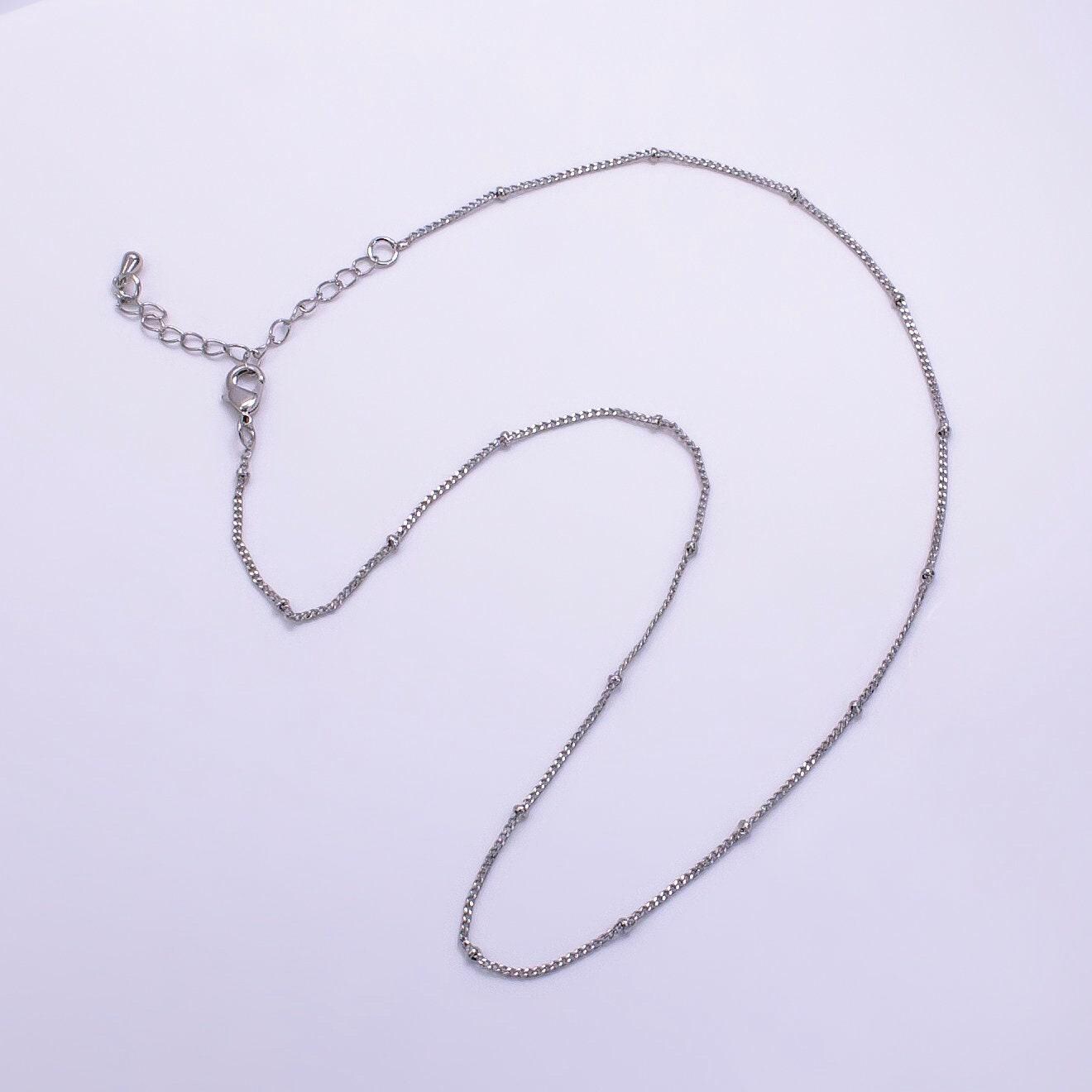 Dainty satellite necklace delicate curb link layering chain necklace with small beaded for minimalist jewelry inspired wa2451