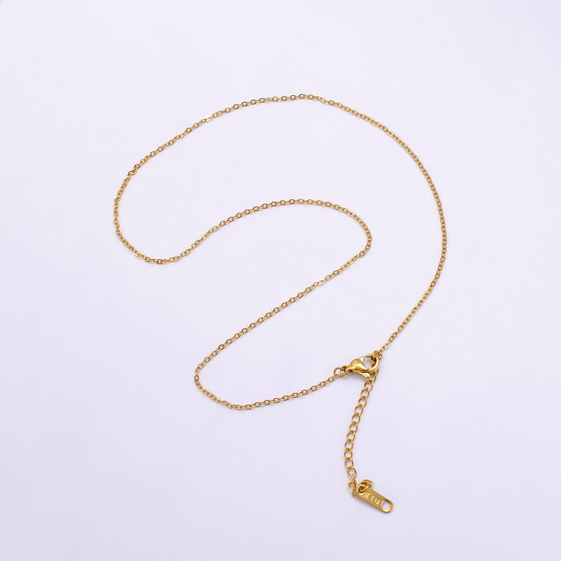 1pc 15.7'' ready to use gold thin cable necklace chain, small paperclip chain dainty necklace, for pendant charm necklace wa2450