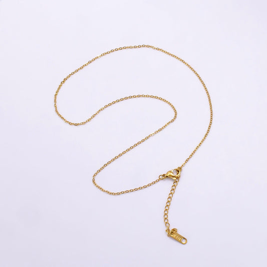 1pc 15.7'' ready to use gold thin cable necklace chain, small paperclip chain dainty necklace, for pendant charm necklace wa2450