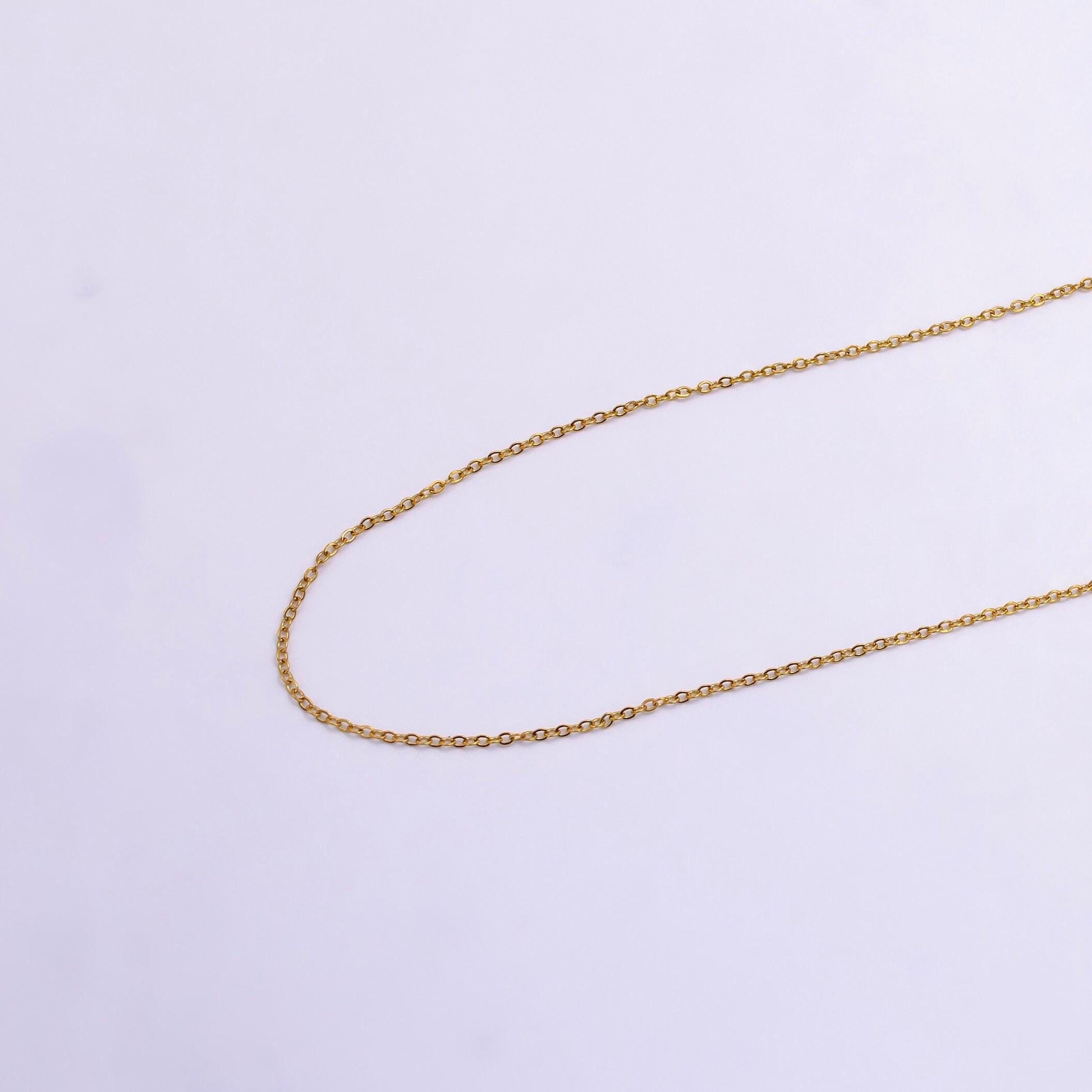 1pc 15.7'' ready to use gold thin cable necklace chain, small paperclip chain dainty necklace, for pendant charm necklace wa2450