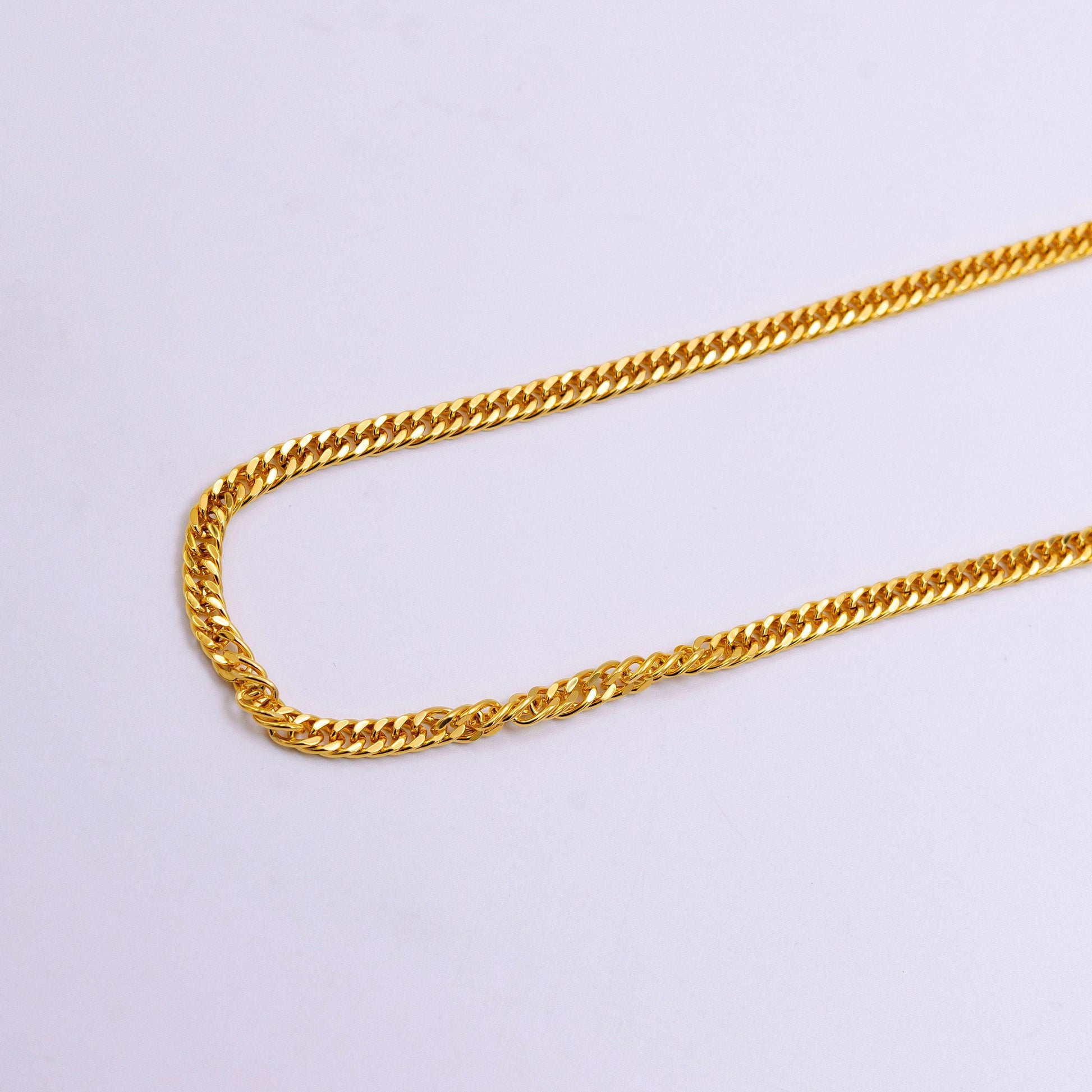 24k gold filled cuban chain 4mm curb chain necklace miami cuban curb link chain necklace wholesale wa2446
