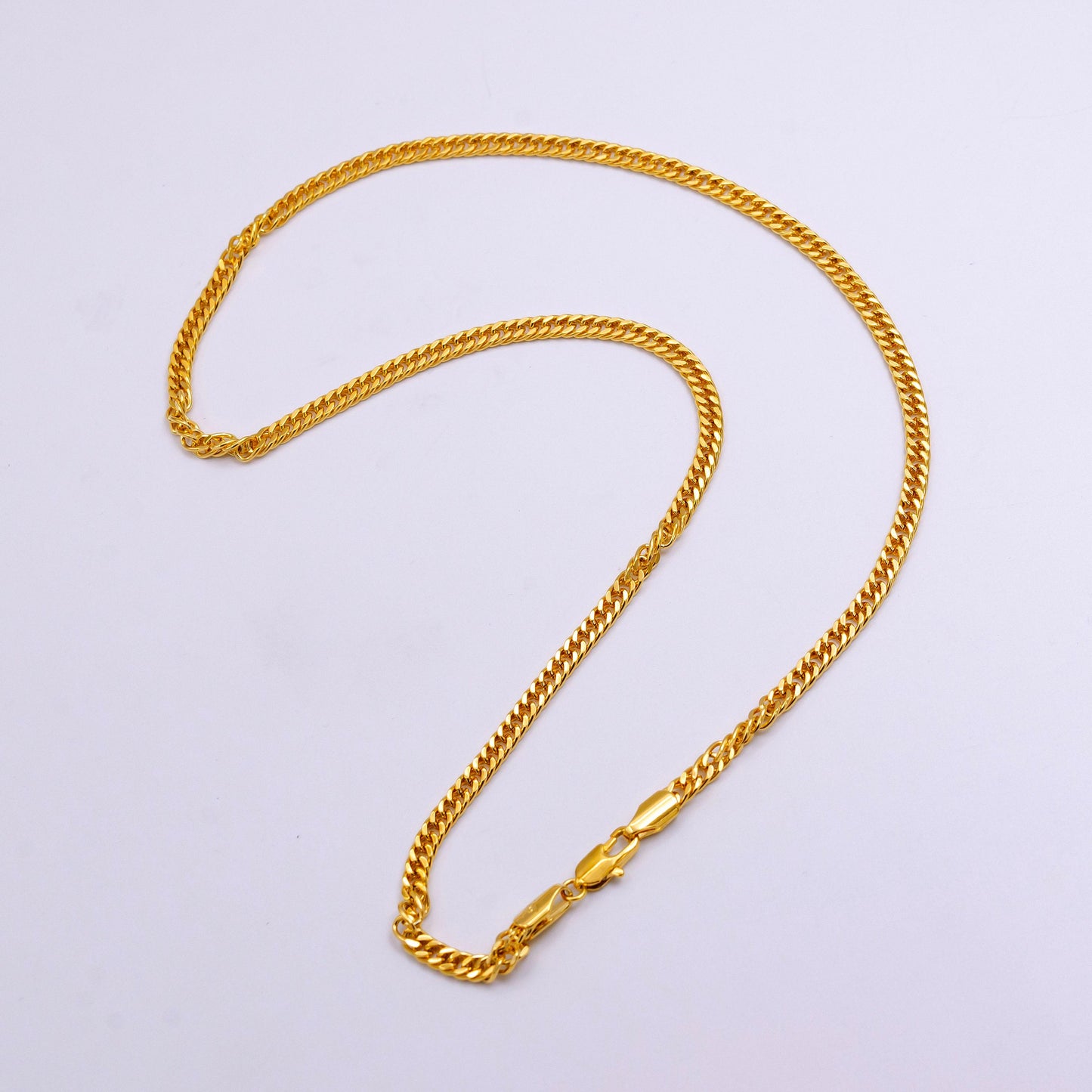 24k gold filled cuban chain 4mm curb chain necklace miami cuban curb link chain necklace wholesale wa2446