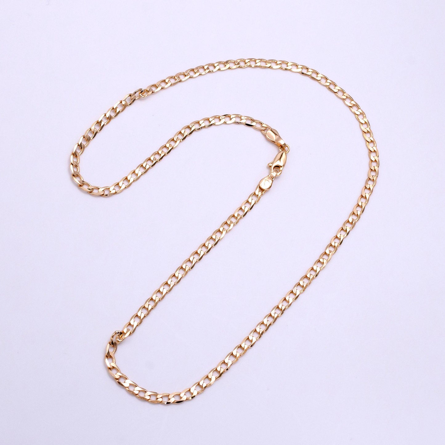 18k gold filled cuban link chain 3.2mm necklace pinky gold curb link chain 18 inch wholesale jewelry making supplies wa-2444