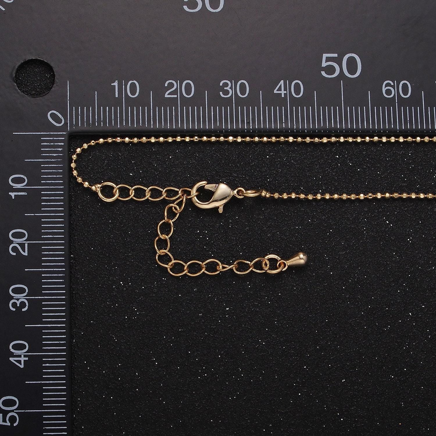 Adjustable faceted ball chain necklace 24k gold filled round bead chain necklace for charm wa-2428