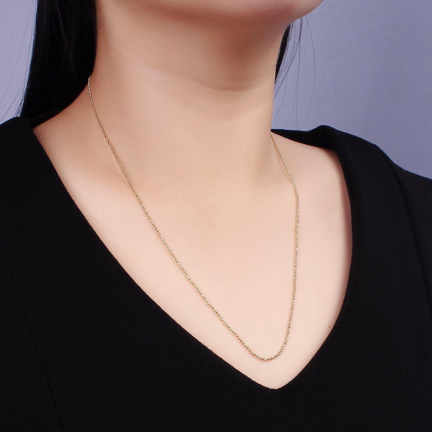 Adjustable faceted ball chain necklace 24k gold filled round bead chain necklace for charm wa-2428