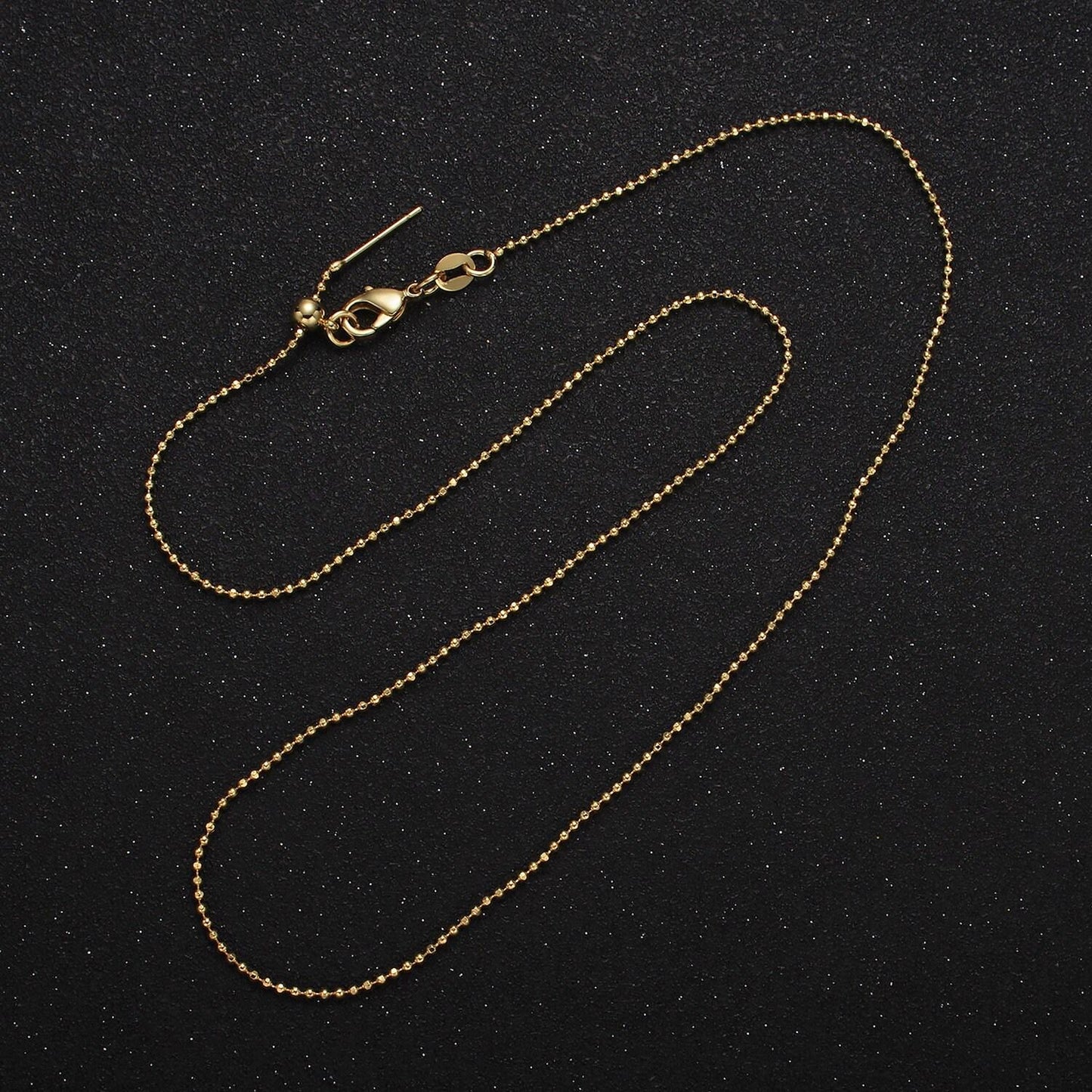 Adjustable ball necklace ready to wear 24k gold filled beaded chain necklace dainty chain for charm necklace jewelry making wa-2426