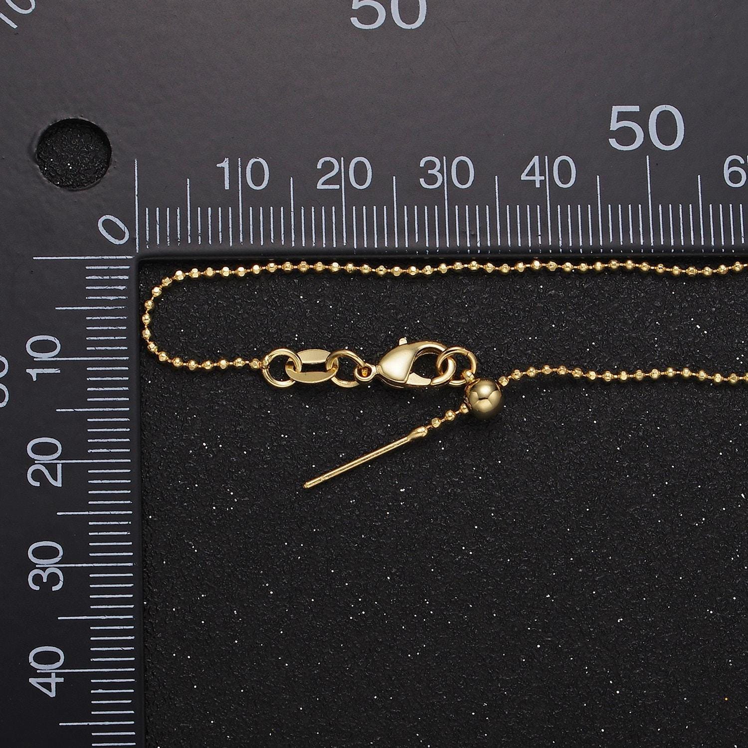 Adjustable ball necklace ready to wear 24k gold filled beaded chain necklace dainty chain for charm necklace jewelry making wa-2426