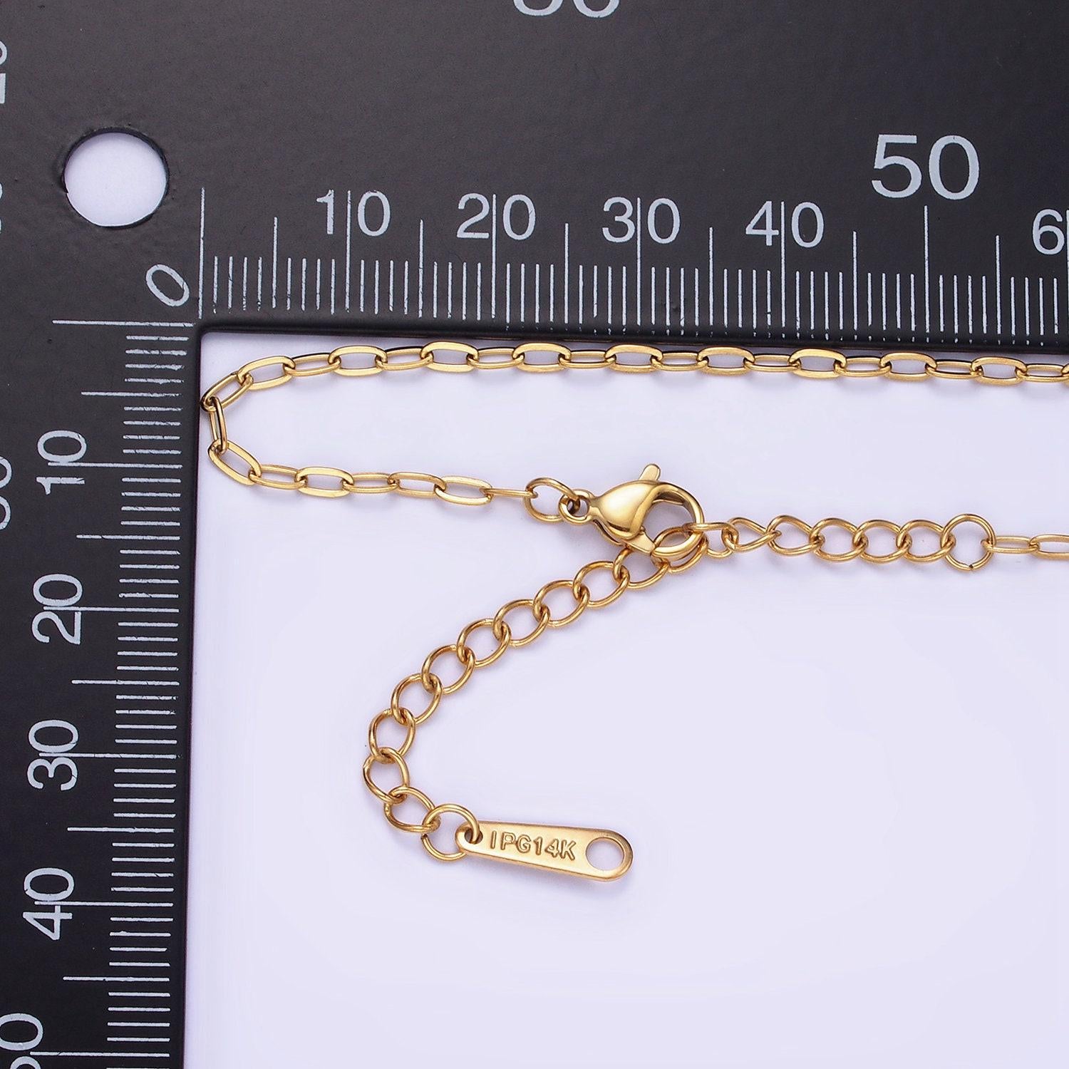 Stainless steel 2mm paperclip chain 16 inch choker necklace | wa-2420