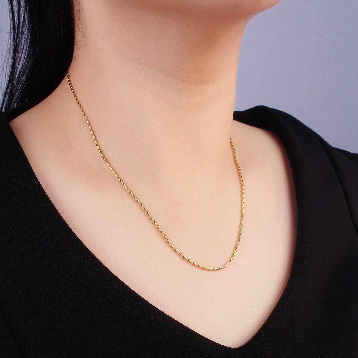 Stainless steel 1.4mm tube bead 16 inch choker necklace | wa-2419
