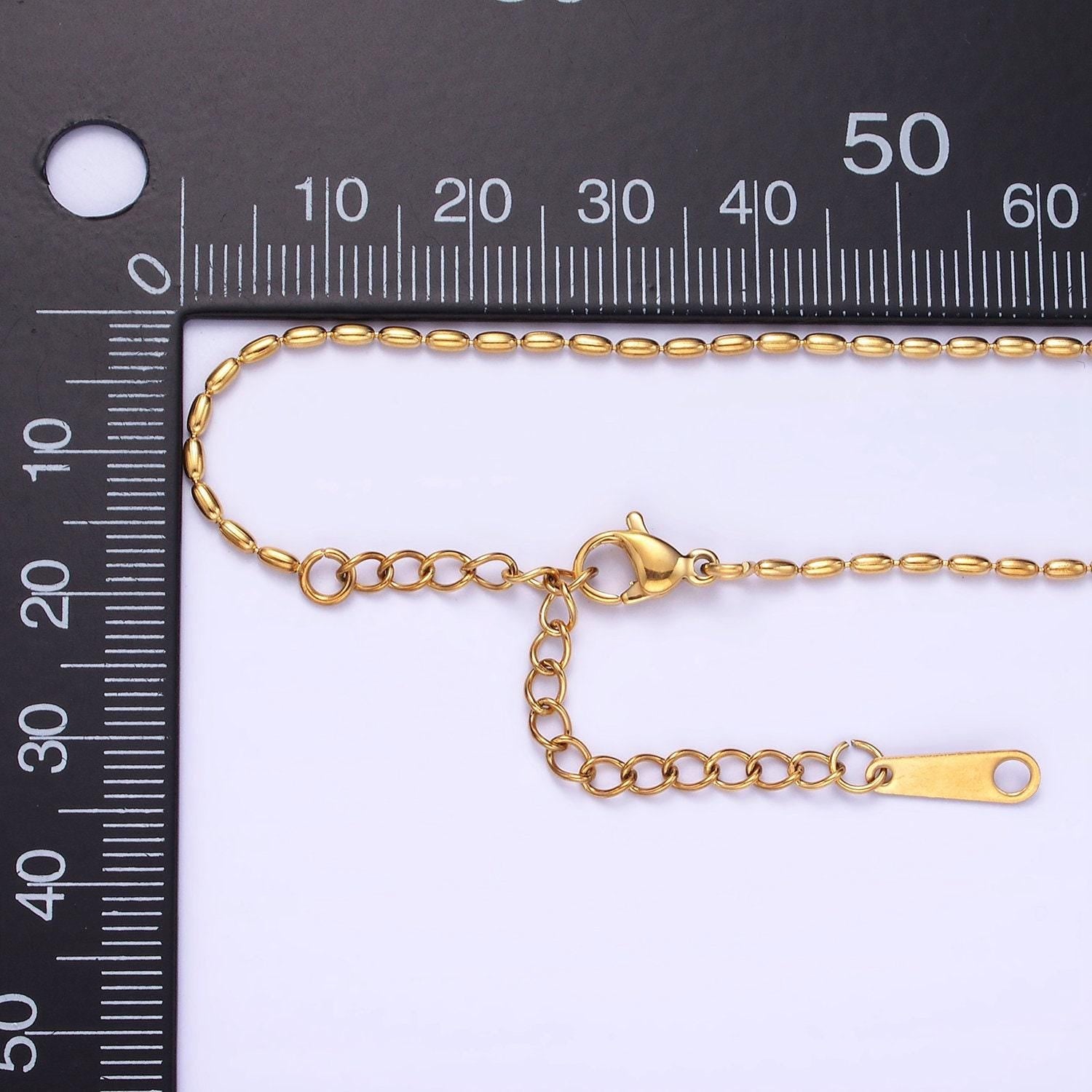 Stainless steel 1.4mm tube bead 16 inch choker necklace | wa-2419