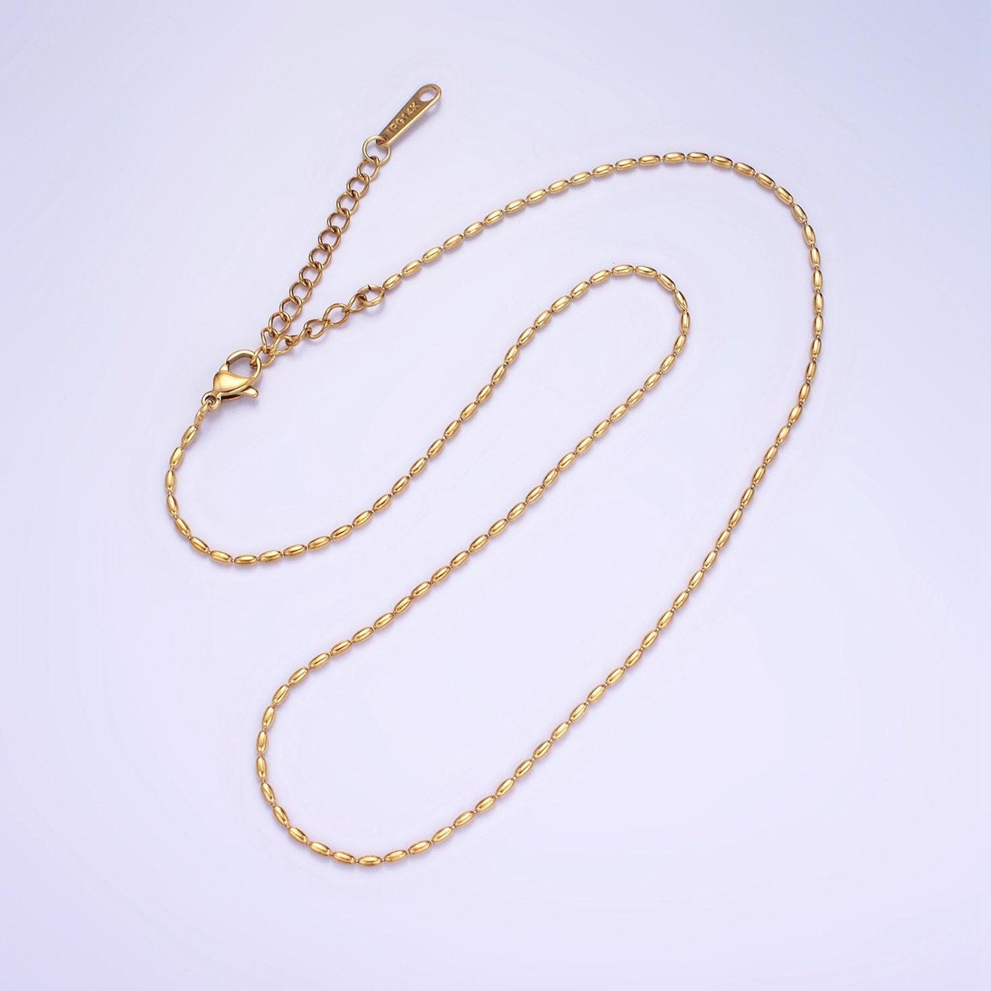 Stainless steel 1.4mm tube bead 16 inch choker necklace | wa-2419