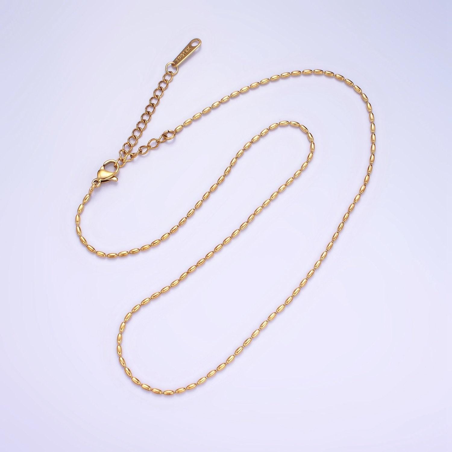 Stainless steel 1.4mm tube bead 16 inch choker necklace | wa-2419
