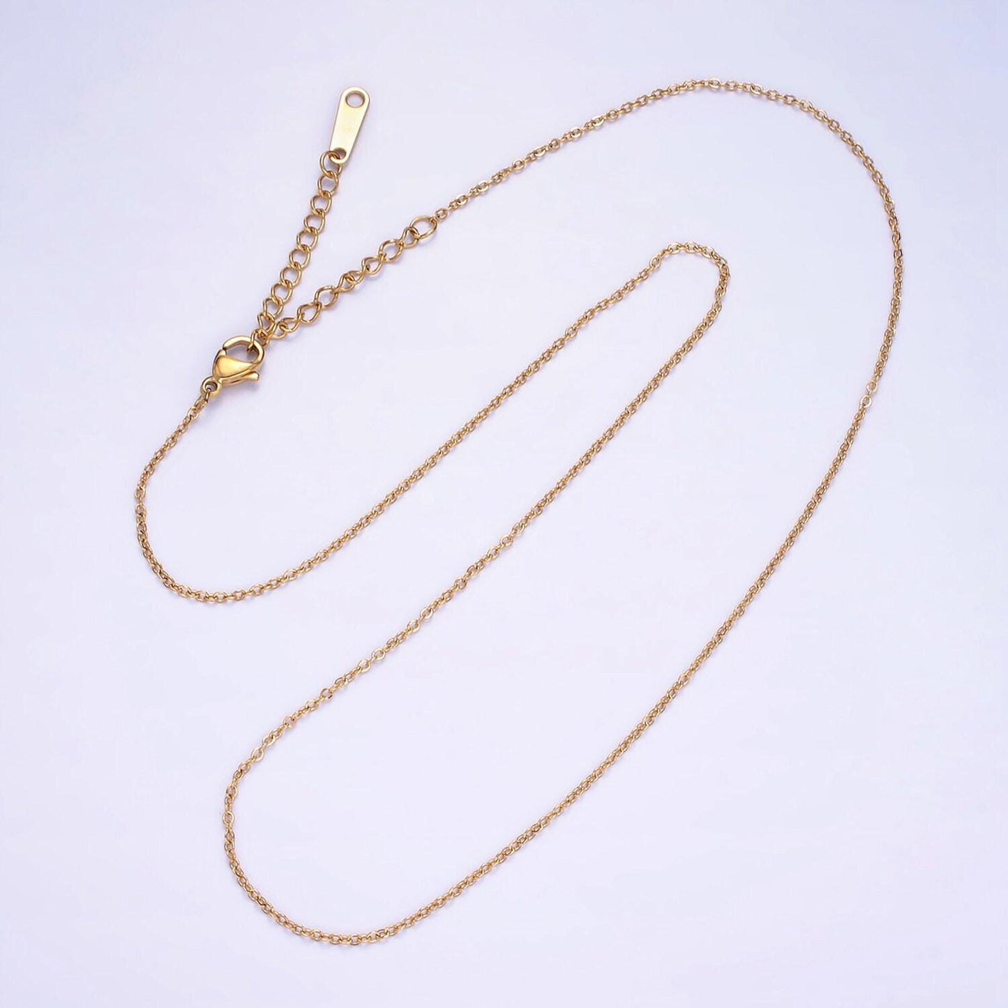 Stainless steel 1mm cable 16 inch choker necklace w. extender | wa-2418