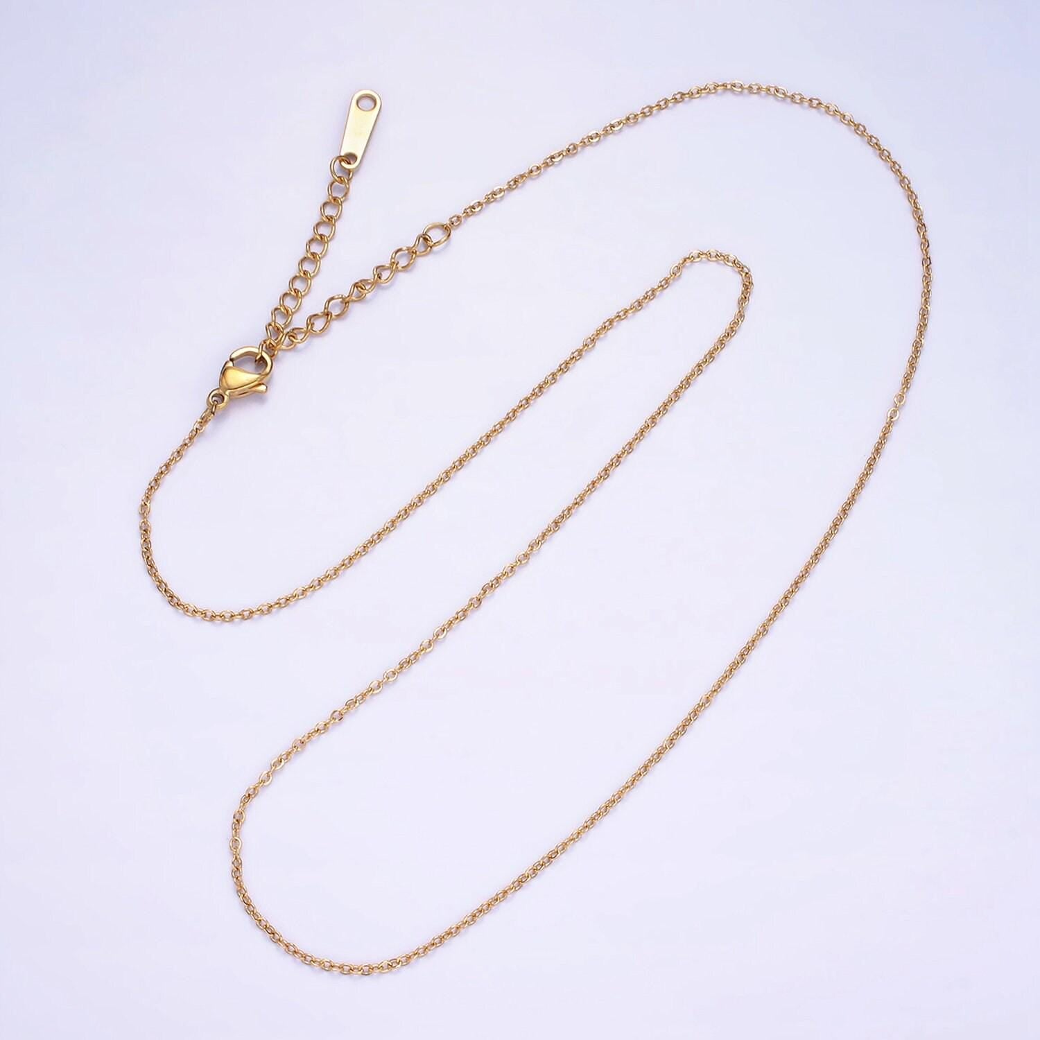 Stainless steel 1mm cable 16 inch choker necklace w. extender | wa-2418