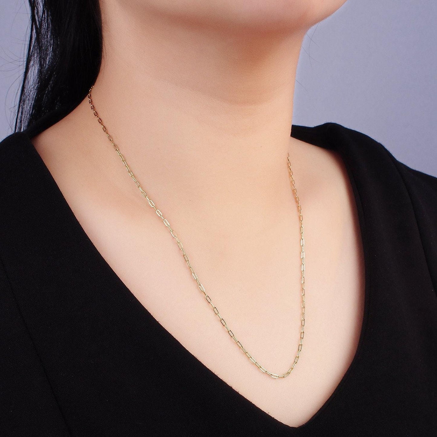 Waterproof and sweatproof minimalist necklace for woman 1.7mm cable chain gold stainless steel chain for layering necklace wa2415