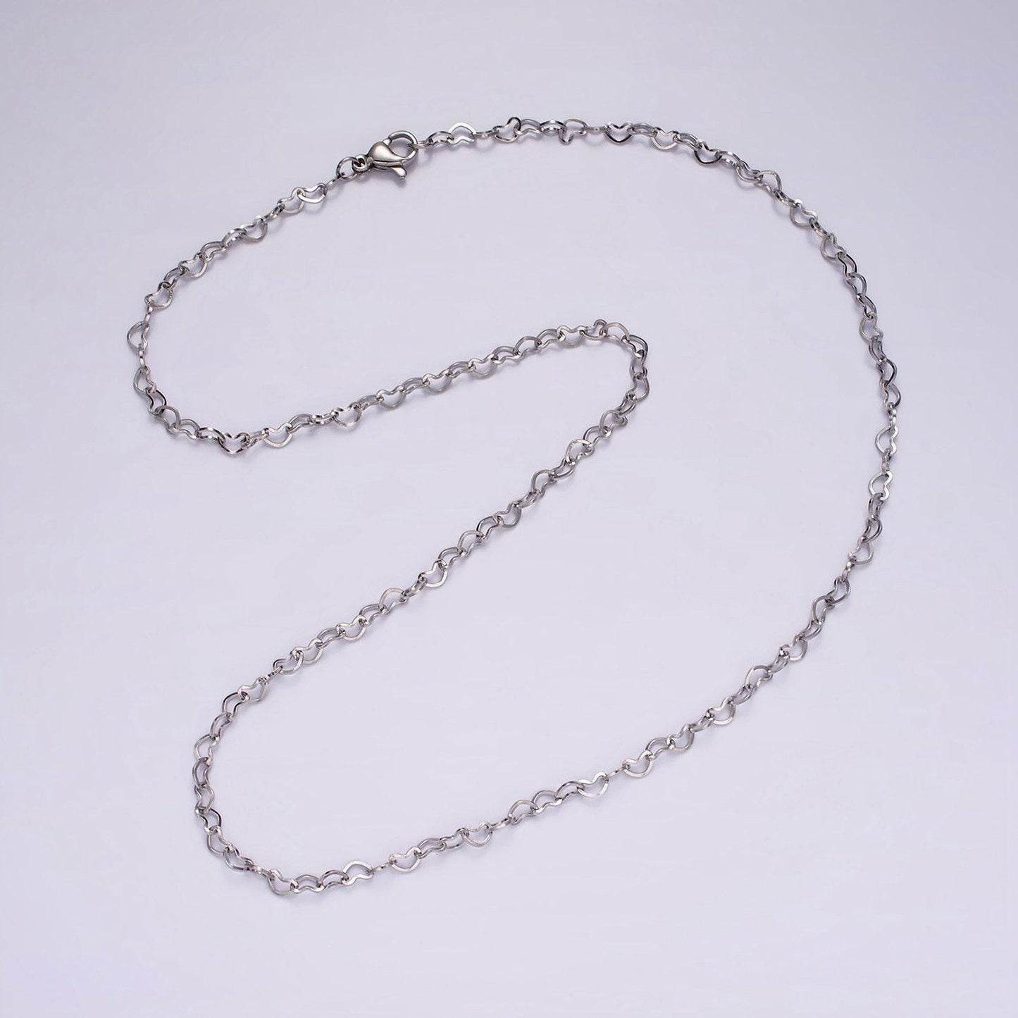Dainty heart chain necklace stainless steel 18 inch necklace in silver for valentine gift wa2409