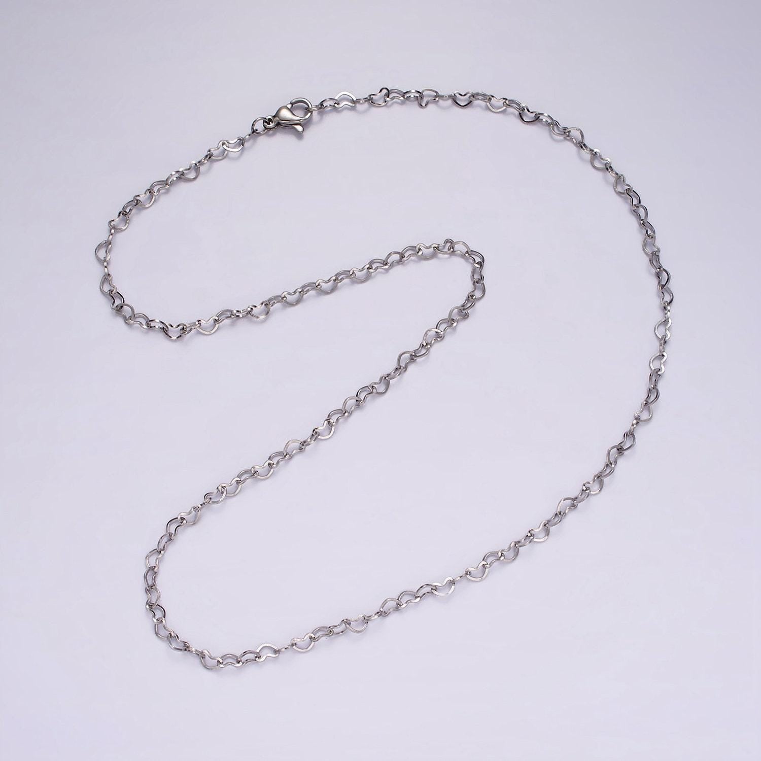 Dainty heart chain necklace stainless steel 18 inch necklace in silver for valentine gift wa2409