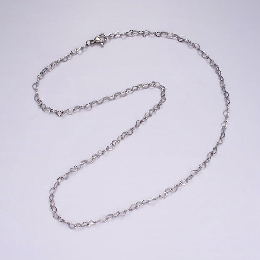 Dainty heart chain necklace stainless steel 18 inch necklace in silver for valentine gift wa2409
