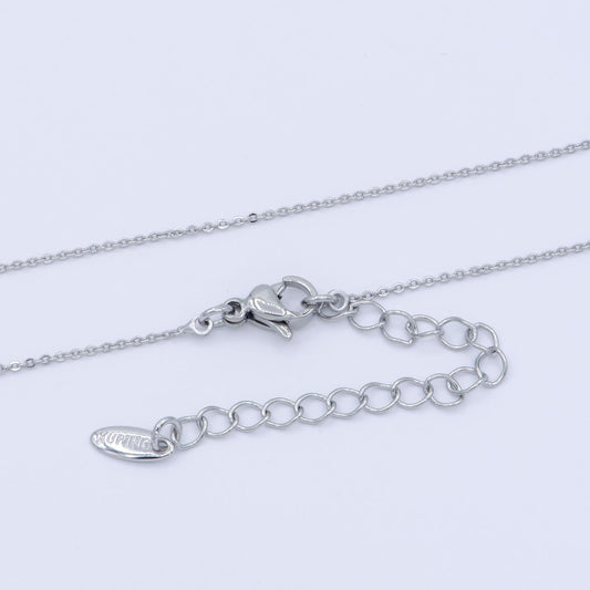 1pc 15.5''+ 2" extender ready to use white gold round curb rolo necklace chain,layer chain dainty necklace,for pendant charm necklace wa-239