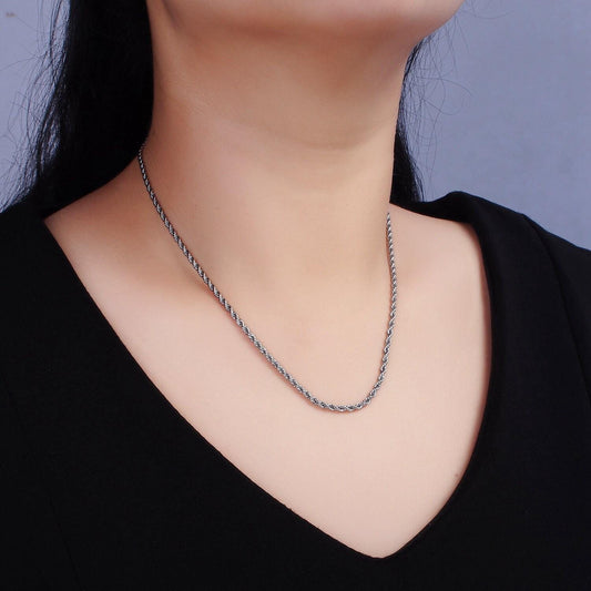 Stainless steel 1.8mm rope 17.7 inches necklace in gold & silver | wa-2336 wa-2337