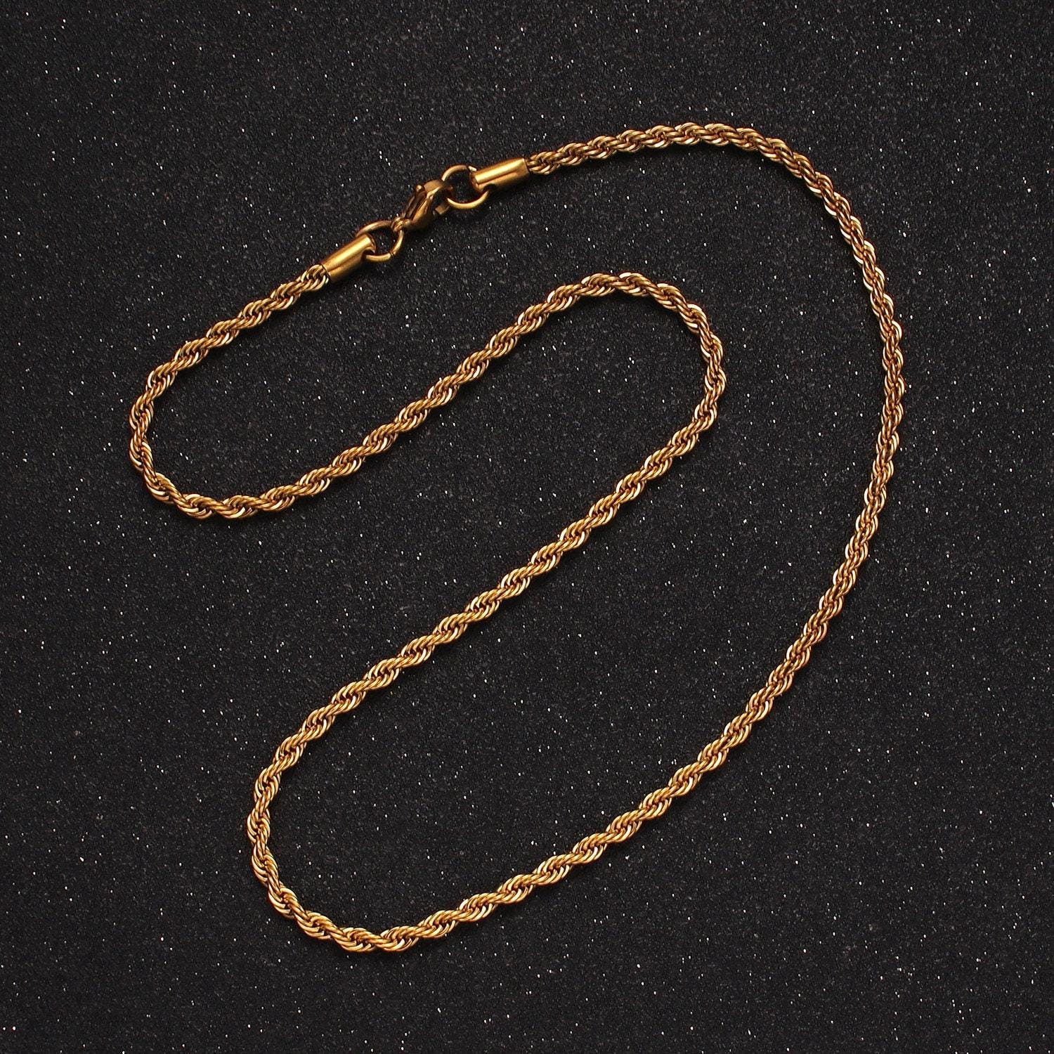 Stainless steel 2.8mm rope 18 inches necklace in gold & silver | wa-2334 wa-2335