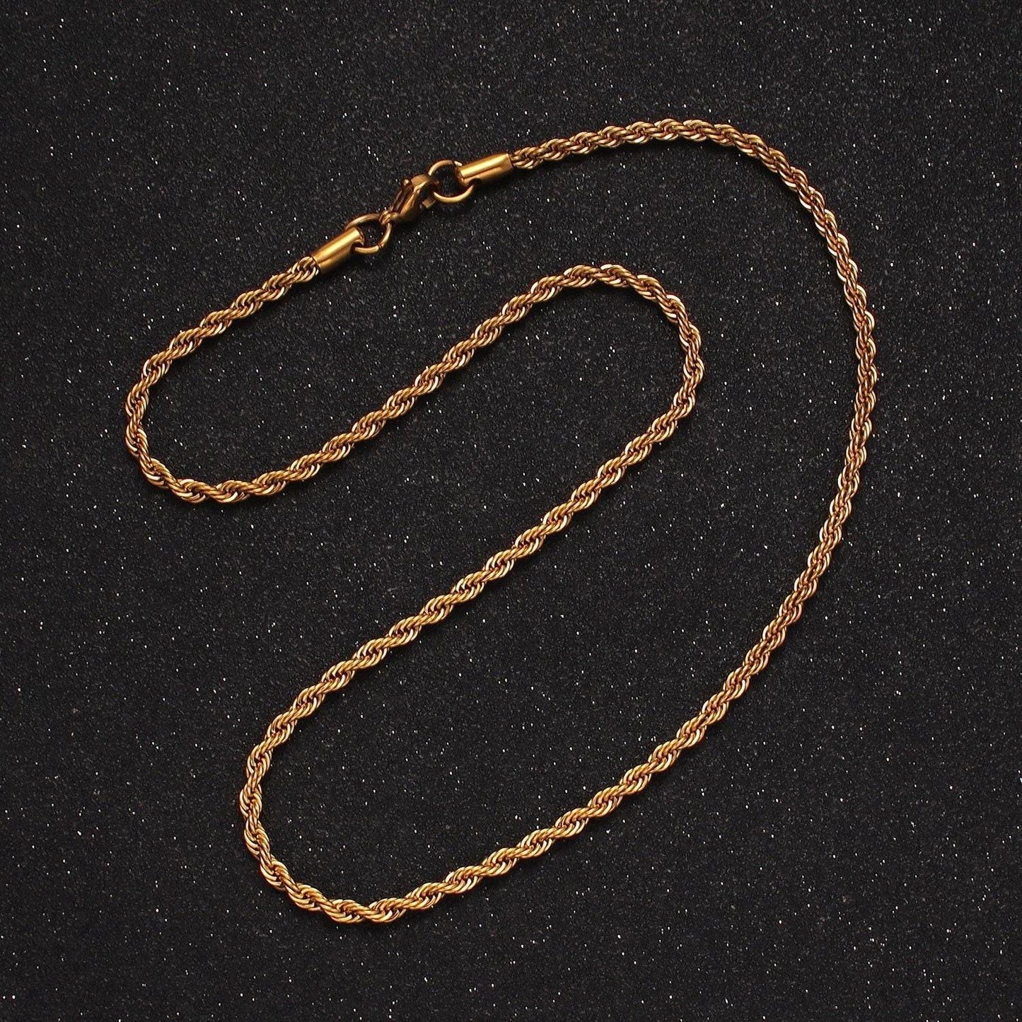 Stainless steel 2.8mm rope 18 inches necklace in gold & silver | wa-2335