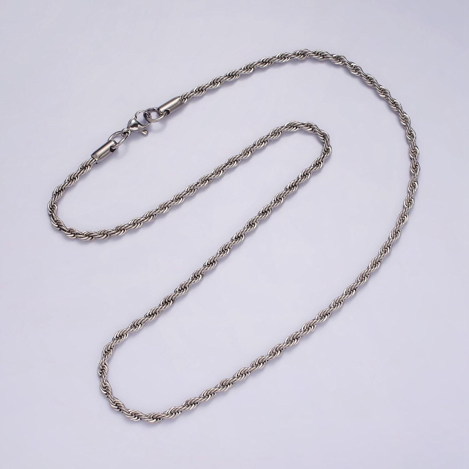 Stainless steel 2.8mm rope 18 inches necklace in gold & silver | wa-2334 wa-2335