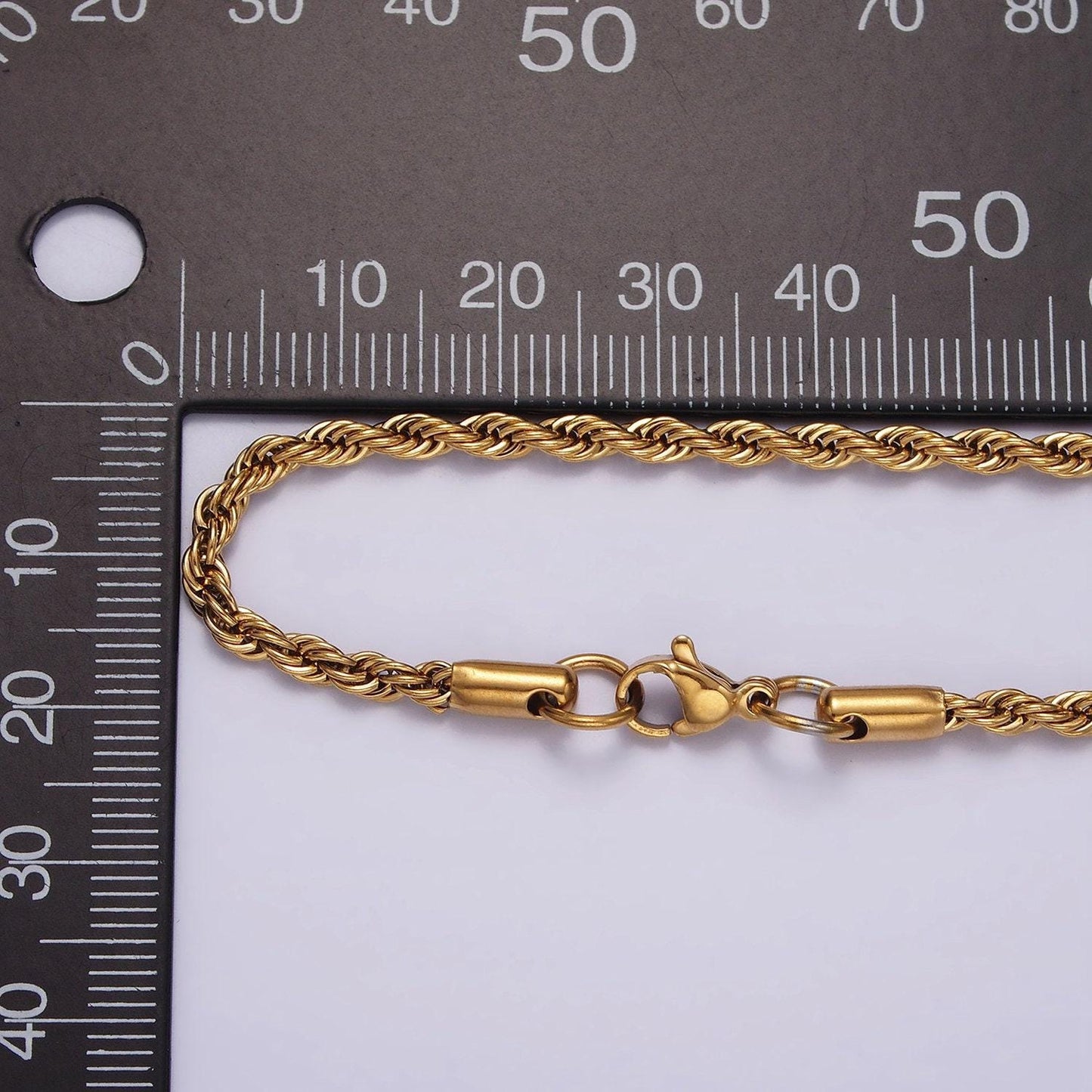 Stainless steel 2.8mm rope 18 inches necklace in gold & silver | wa-2334 wa-2335
