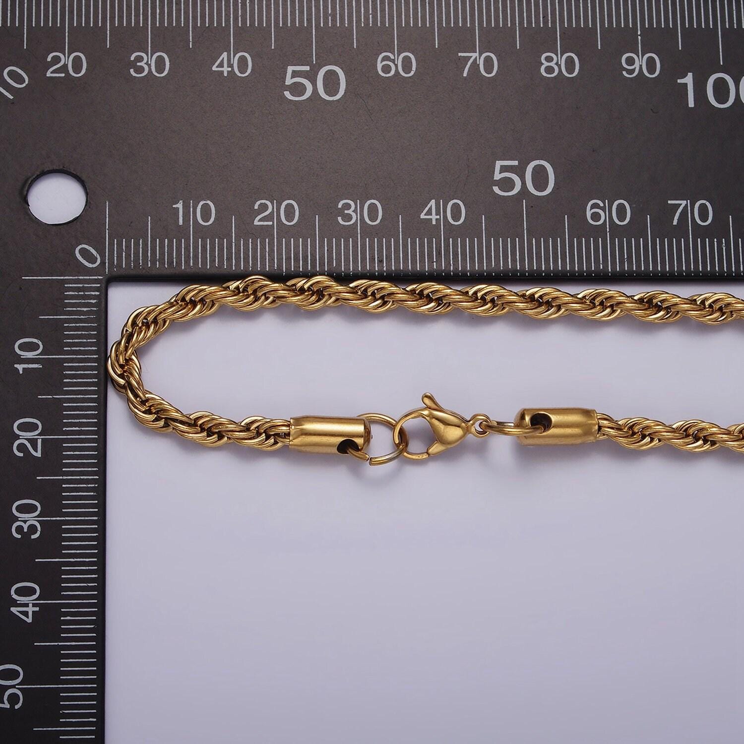 Stainless steel 3.7mm rope 18 inches necklace in gold & silver | wa-2332 wa-2333