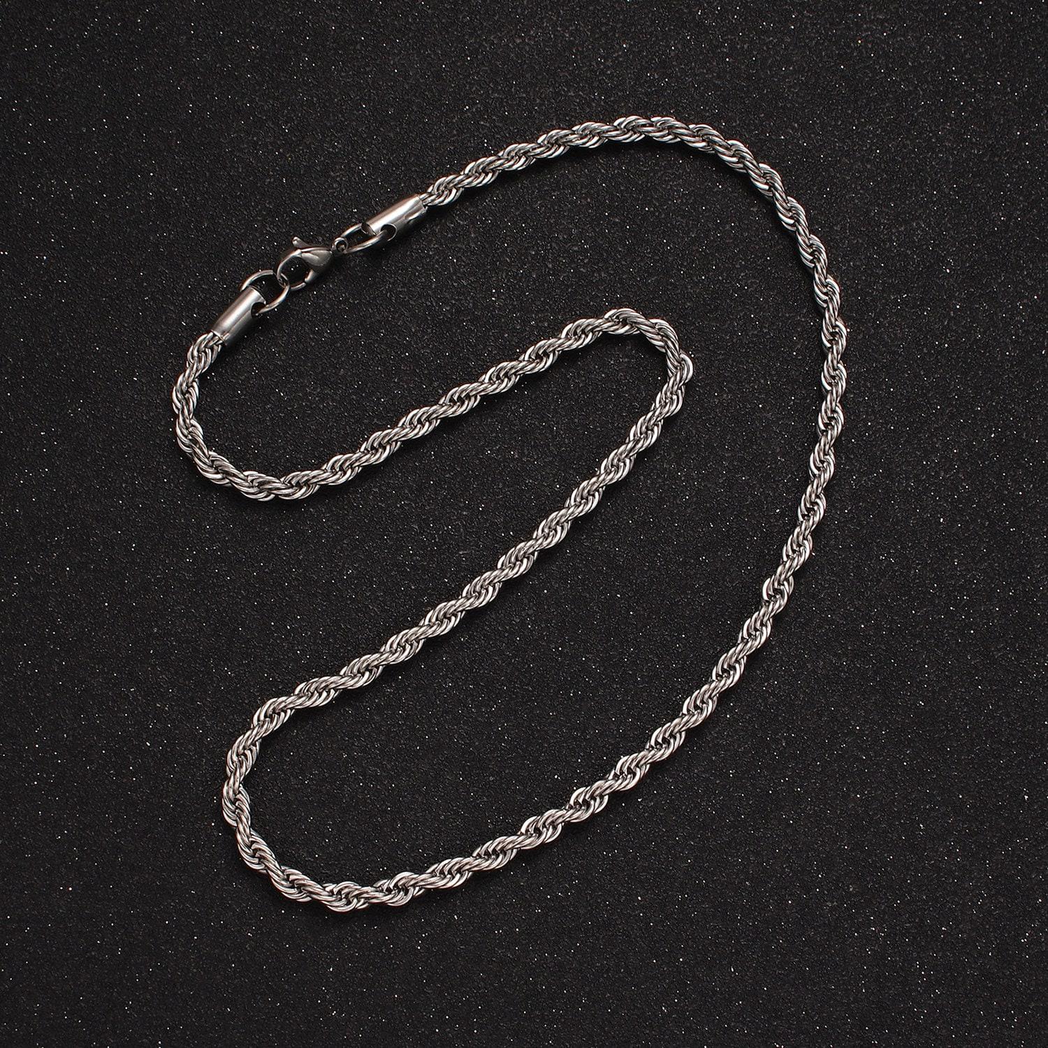 Stainless steel 3.7mm rope 18 inches necklace in gold & silver | wa-2332 wa-2333