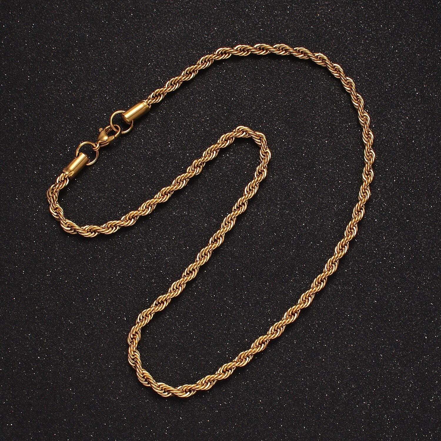 Stainless steel 3.7mm rope 18 inches necklace in gold & silver | wa-2332 wa-2333