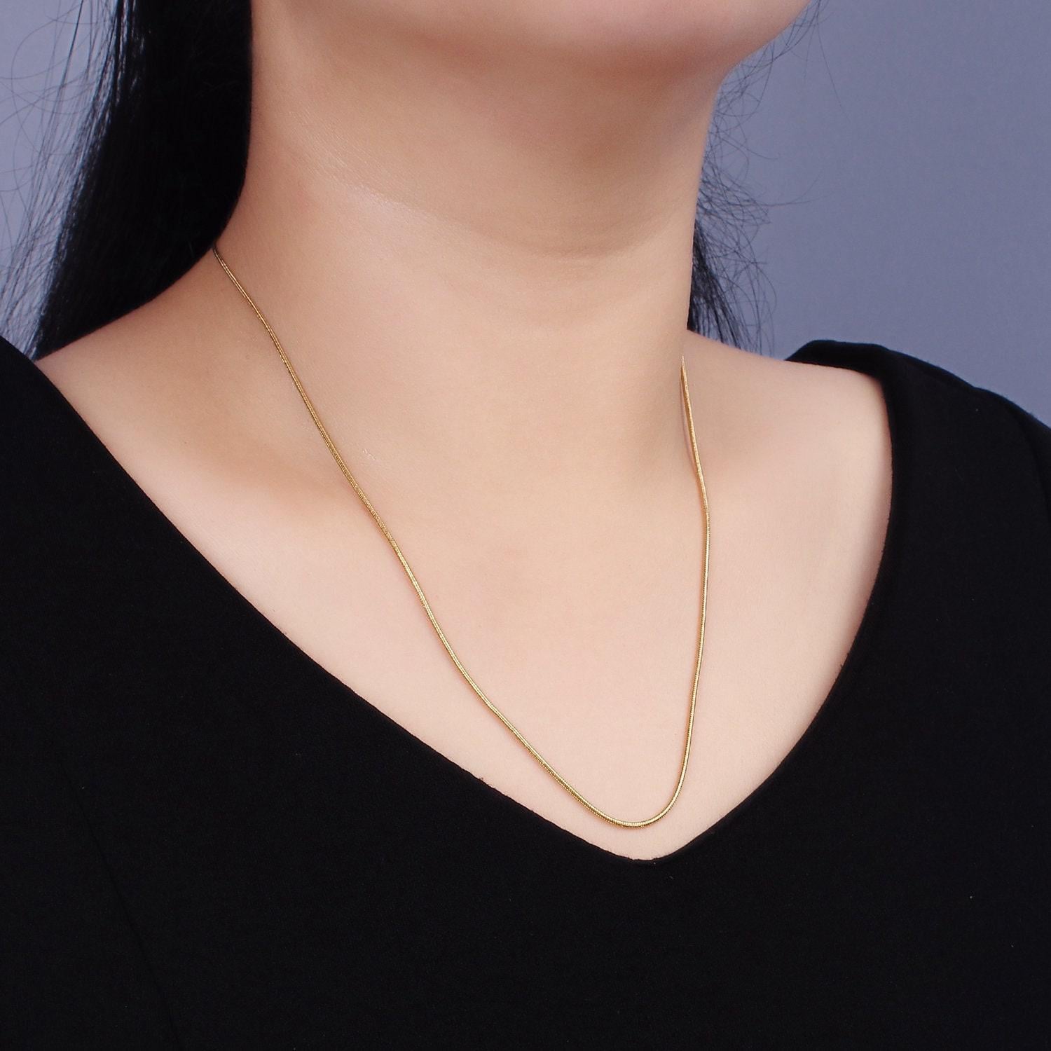 Stainless steel 1mm dainty cocoon snake 20 inch layering chain necklace | wa-2303