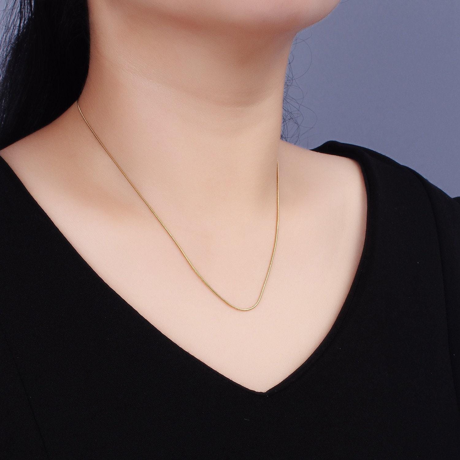 Stainless steel 1mm snake herringbone 18 inch, 20 inch layering chain necklace | wa-2300 wa-2301