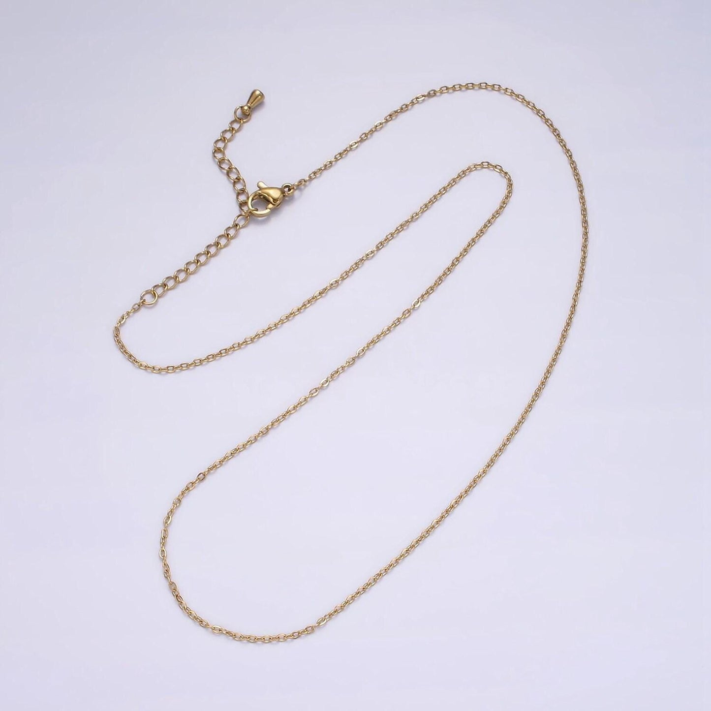 Stainless steel 1.3mm cable chain 18 inch layering minimalist necklace w. extender | wa-2275