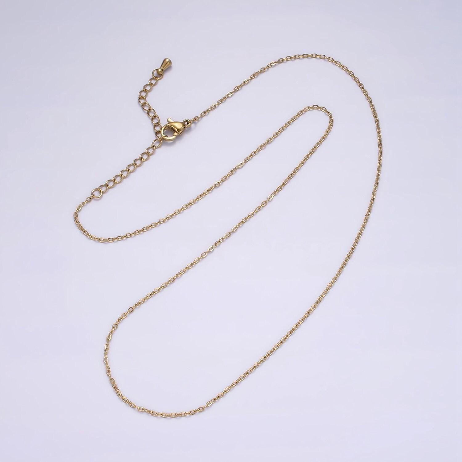 Stainless steel 1.3mm cable chain 18 inch layering minimalist necklace w. extender | wa-2275