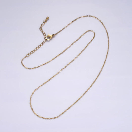 Stainless steel 1.3mm cable chain 18 inch layering minimalist necklace w. extender | wa-2275