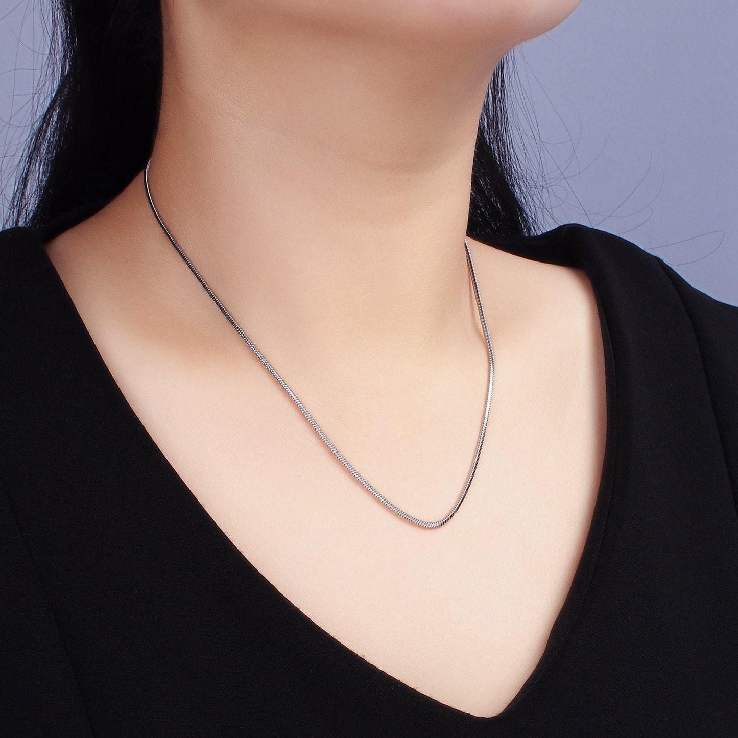 Stainless steel 1.5mm dainty snake chain 18 inch layering necklace | wa-2269
