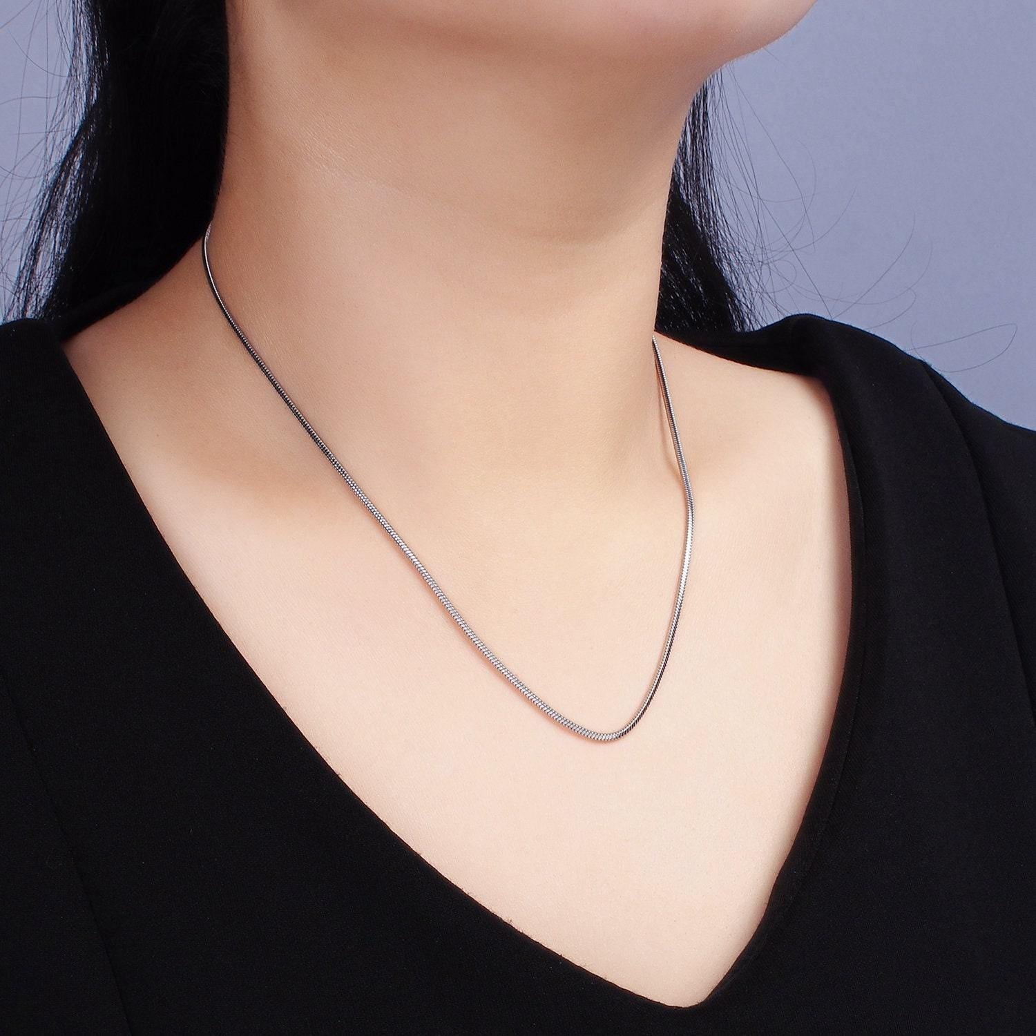 Stainless steel 1.5mm dainty snake chain 18 inch layering necklace | wa-2269